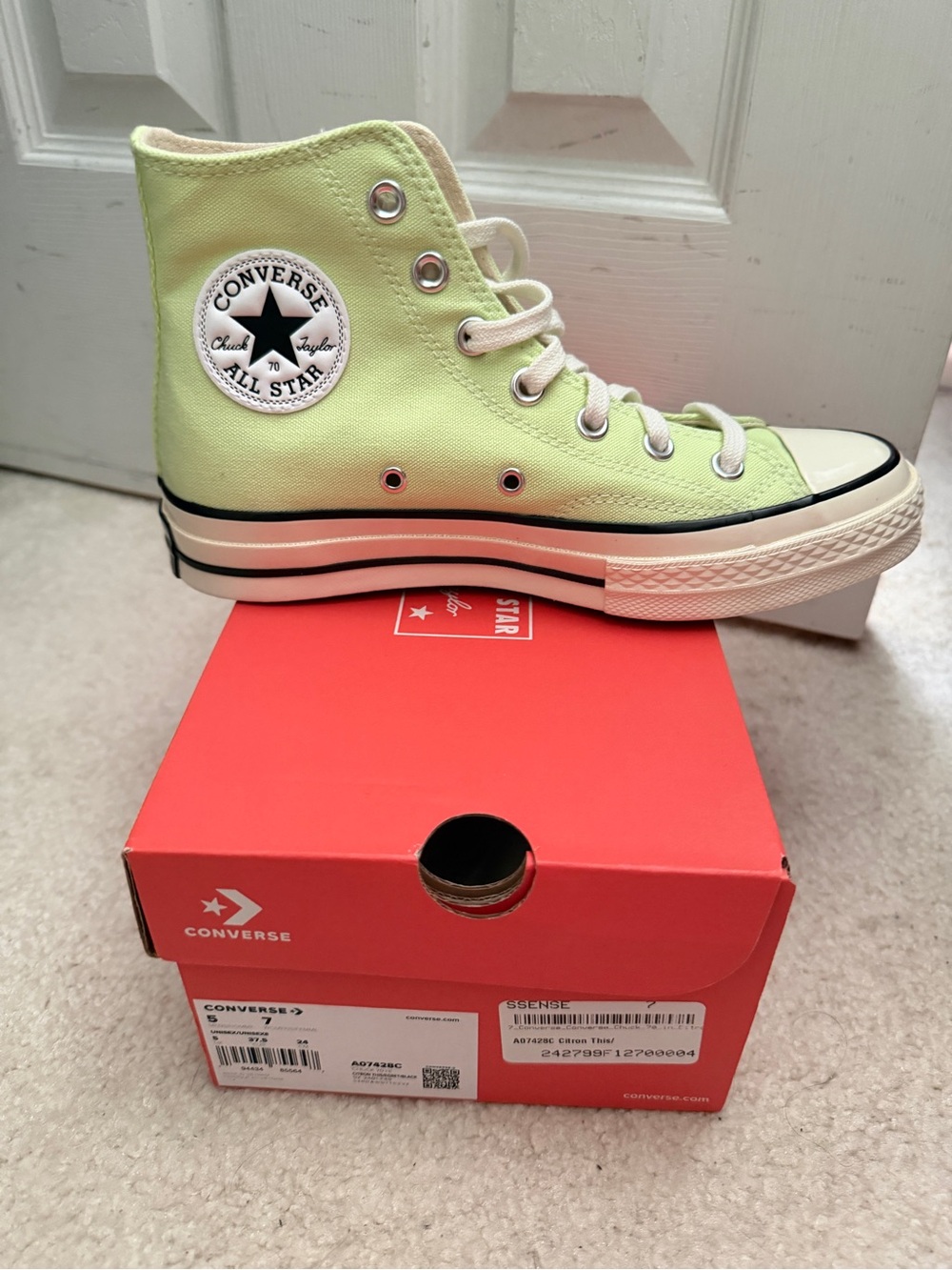 Converse High Top Sneakers in Pale Green Canvas
